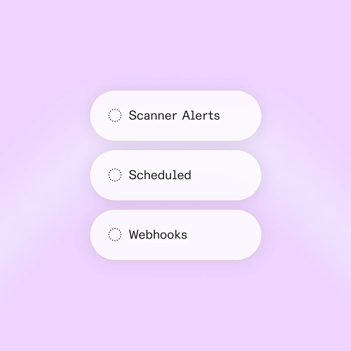 Scanner alerts, scheduled, and webhook triggers